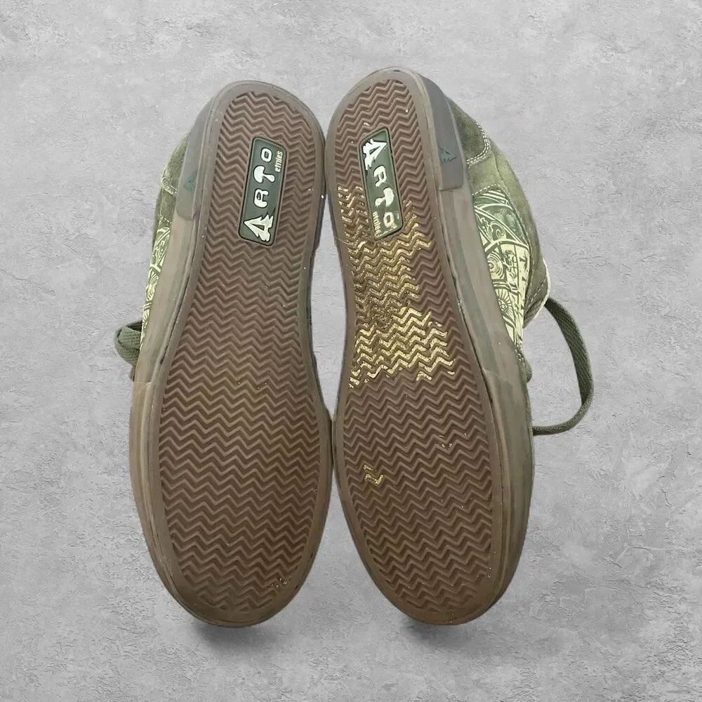 Etnies Arto Saari Skate Shoes Suede Pine Trees 10.5 Skateboarding